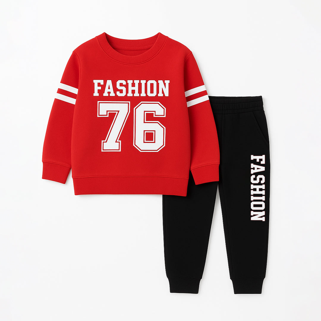Fashion 76 Kids Winter Tracksuit – Red & Black