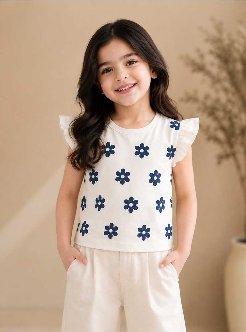 Girls Floral Charm Tee