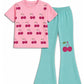 Cherry Pop Girls Flared Trouser Set