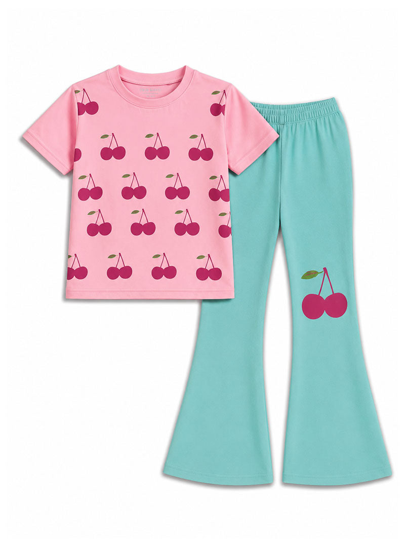 Cherry Pop Girls Flared Trouser Set