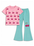 Cherry Pop Girls Flared Trouser Set