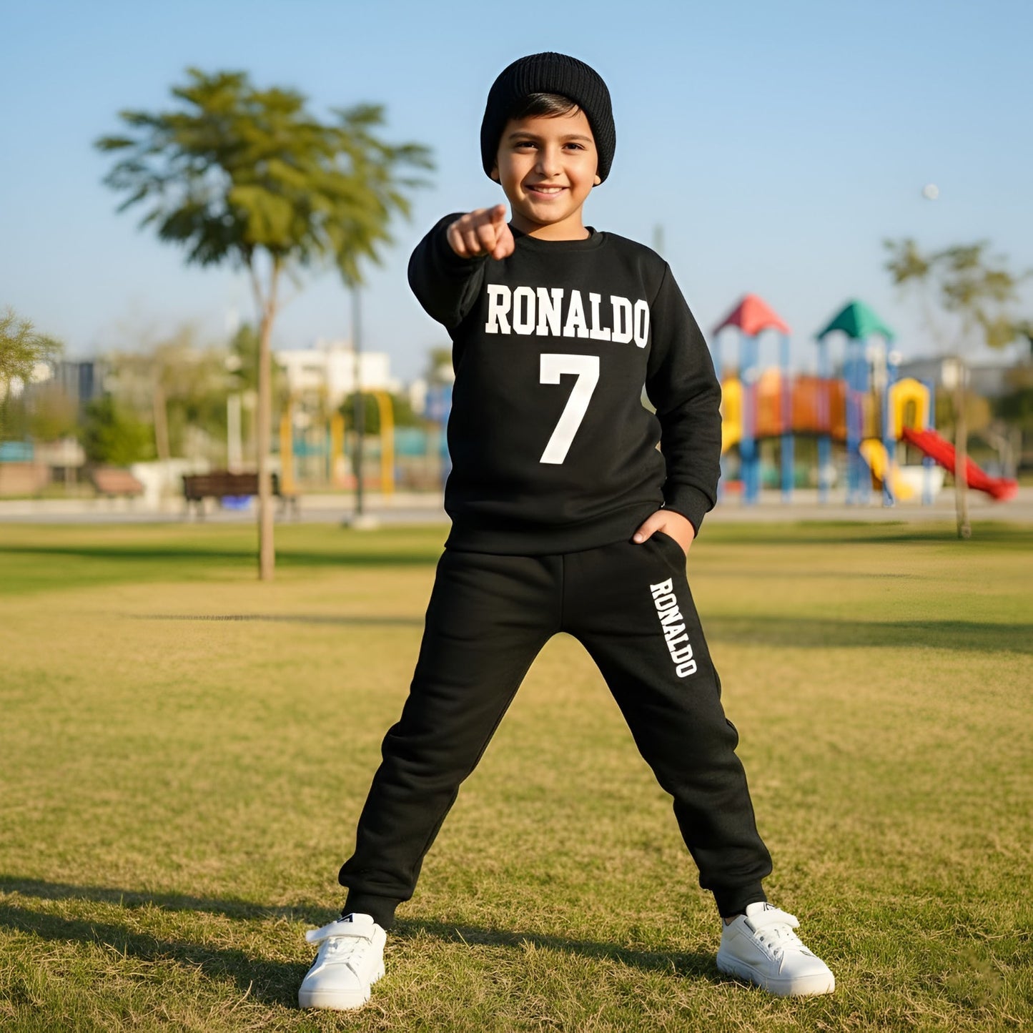 Star Kid – Ronaldo 7 Printed Sweatshirt & Jogger Tracksuit for Kids