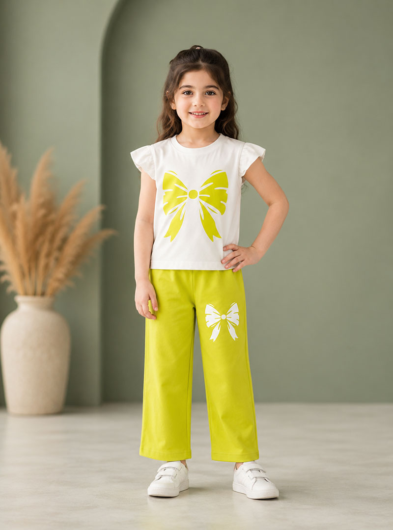 Girls Neon Bow Co Ord Set