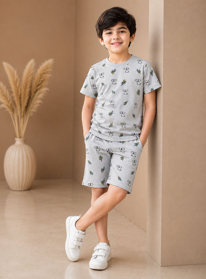 Cute Koala Print Kids Summer Set