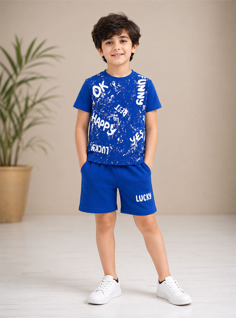 Lucky Graffiti Print Boys Summer Set