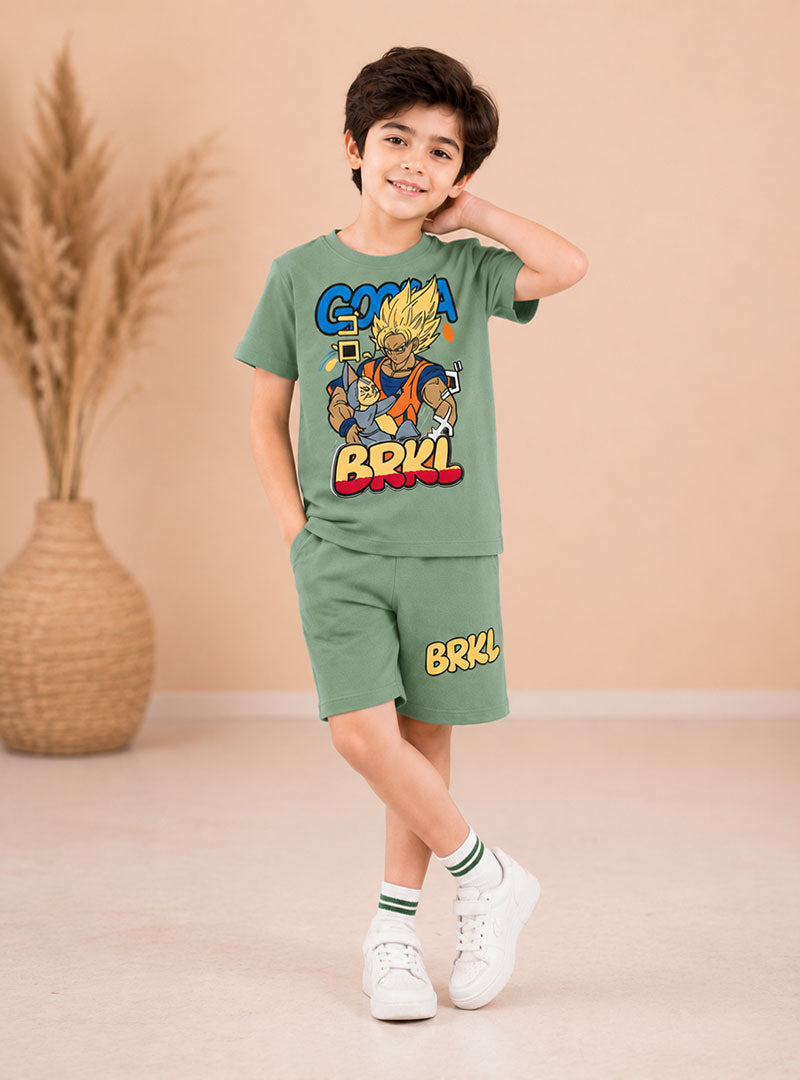 Anime Power Print Boys Casual Set