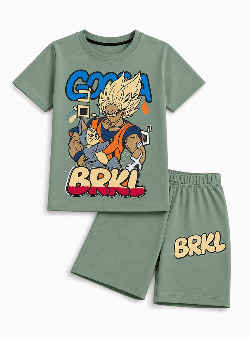 Anime Power Print Boys Casual Set